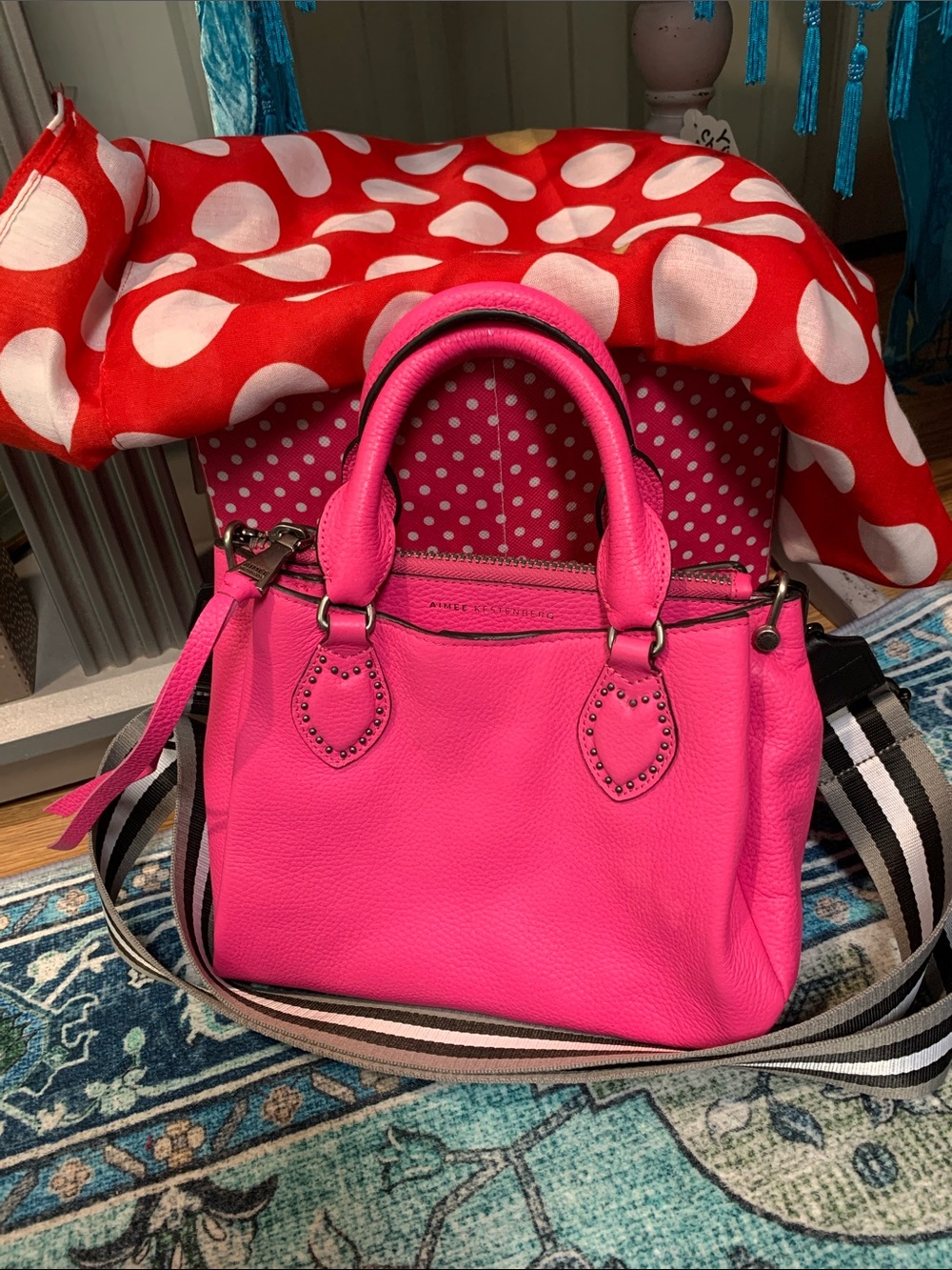 Aimee Kestenberg classified mini satchel bag hot pink leather new QVC